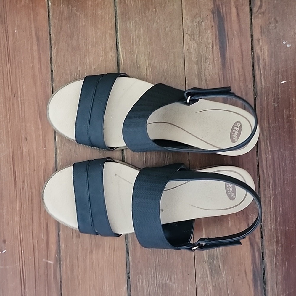 Black Wedge Sandals by Dr Scholls